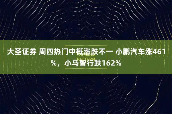 大圣证券 周四热门中概涨跌不一 小鹏汽车涨461%，小马智行跌162%