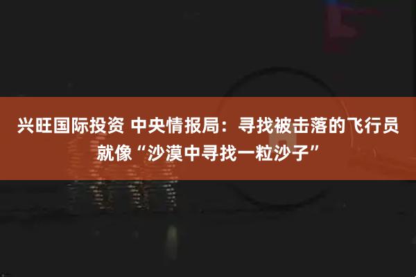 兴旺国际投资 中央情报局：寻找被击落的飞行员就像“沙漠中寻找一粒沙子”